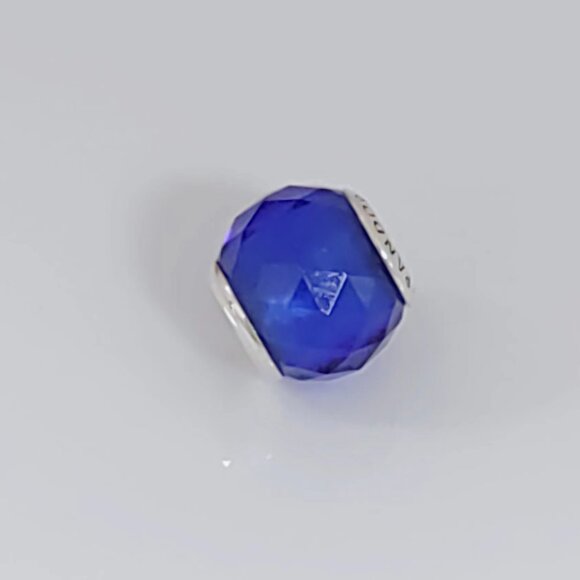 Pandora Jewelry - Pandora Dark Blue Petite Facets Charm Murano Glass Charm Bead with box